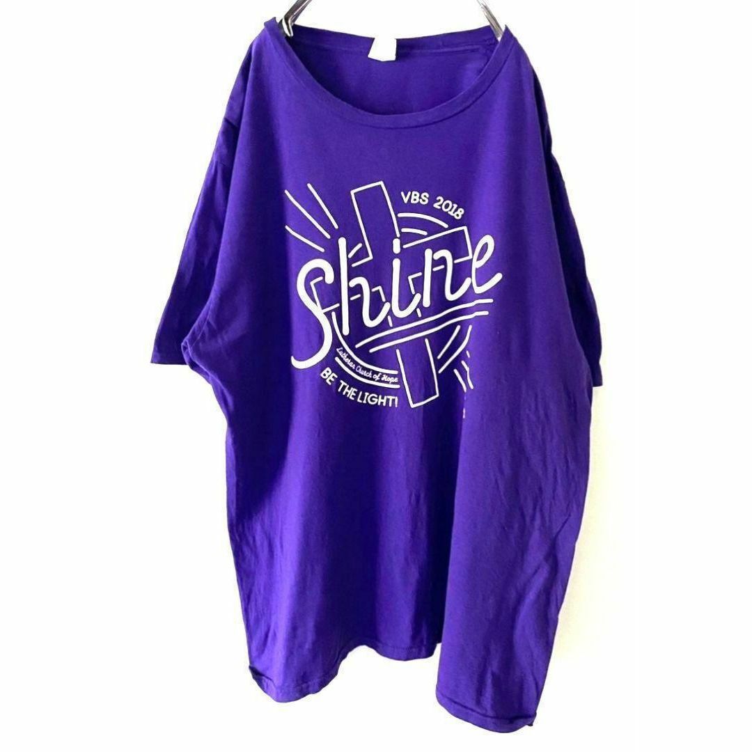 ポート&カンパニー シャイン Shine Tシャツ XL パープル 紫 古着 メンズのトップス(Tシャツ/カットソー(半袖/袖なし))の商品写真