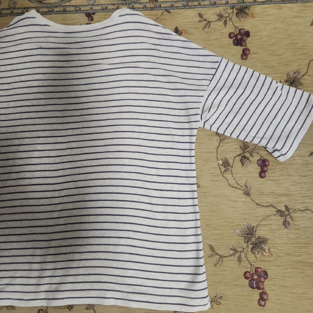 UNIQLO(ユニクロ)のUNIQLO 　ボーダー柄7分袖裏パイルレディース M ボーダーTシャツ レディースのトップス(Tシャツ(半袖/袖なし))の商品写真