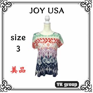 美品 JOY USA レディース トップス Tシャツ カットソー 半袖 総柄 3