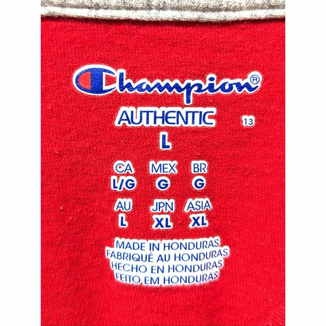 Champion(チャンピオン)のチャンピオン アスレティックロゴ刺繍 Tシャツ レッド 赤 L 古着 メンズのトップス(Tシャツ/カットソー(半袖/袖なし))の商品写真