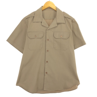 古着 70年代 米軍実品 オープンカラー 半袖 ミリタリーシャツ ドレスシャツ USA製 メンズL ヴィンテージ /eaa448852(シャツ)