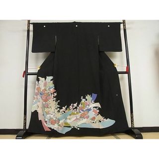 平和屋-こころ店■豪華黒留袖　作家物　束ね熨斗花文　金彩　正絹　逸品　AAAE1918Aog(着物)