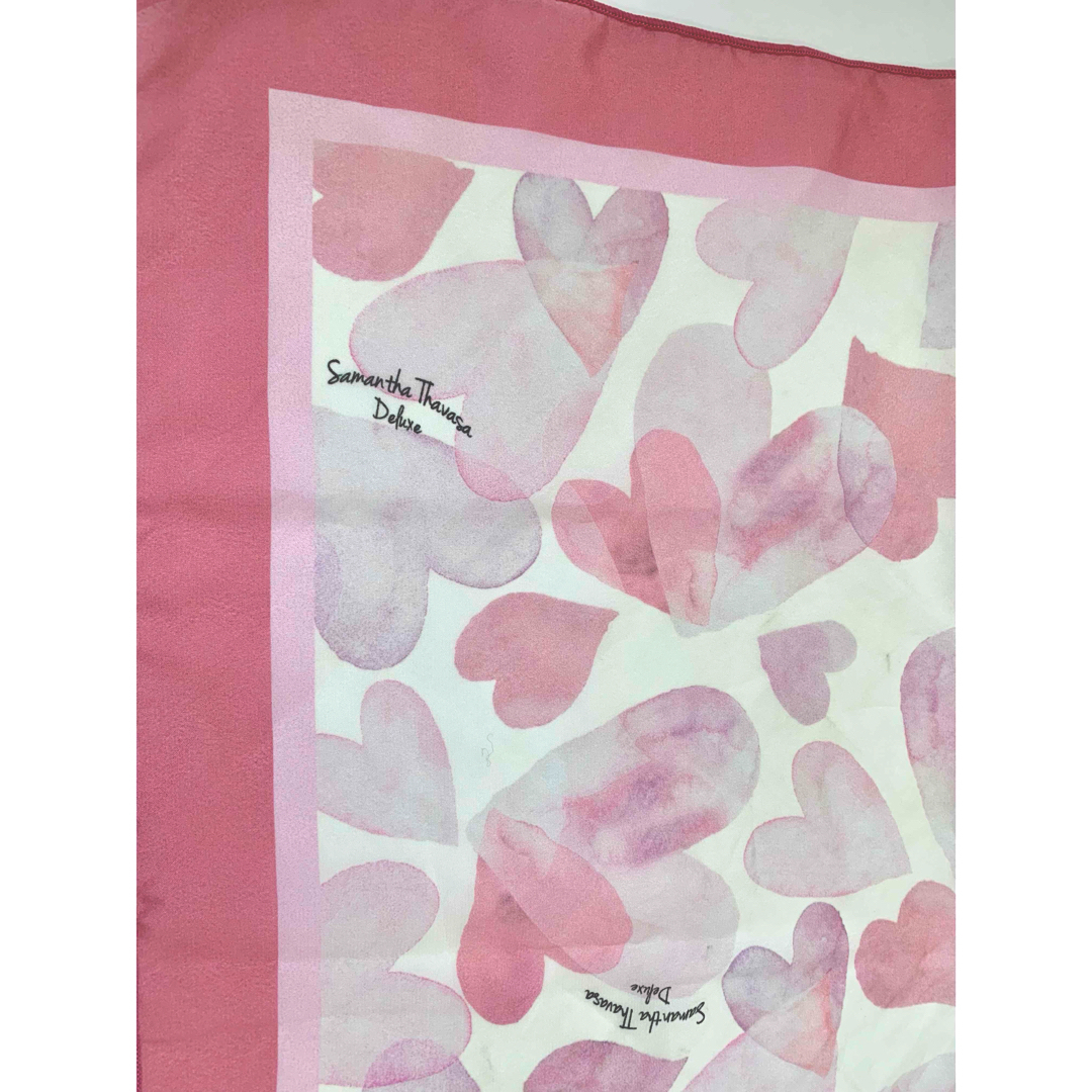 Samantha Thavasa Deluxe(サマンサタバサデラックス)のサマンサタバサ デラックス ミニスカーフ ハート ピンク パープル シアー レディースのファッション小物(バンダナ/スカーフ)の商品写真