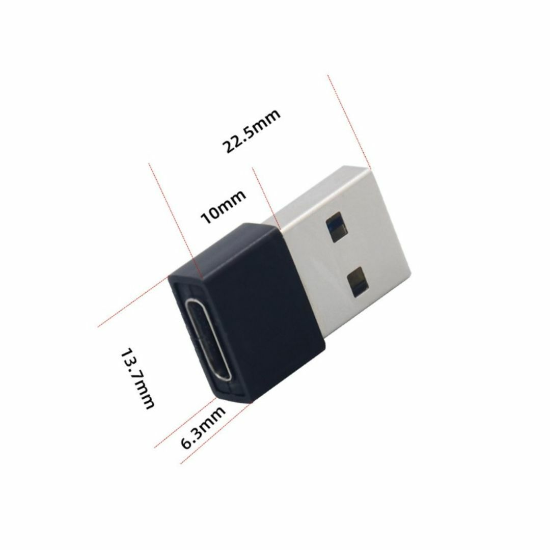USB Type-C 変換アダプター ブラック 充電データ通信 OTG m4d スマホ/家電/カメラのスマートフォン/携帯電話(バッテリー/充電器)の商品写真