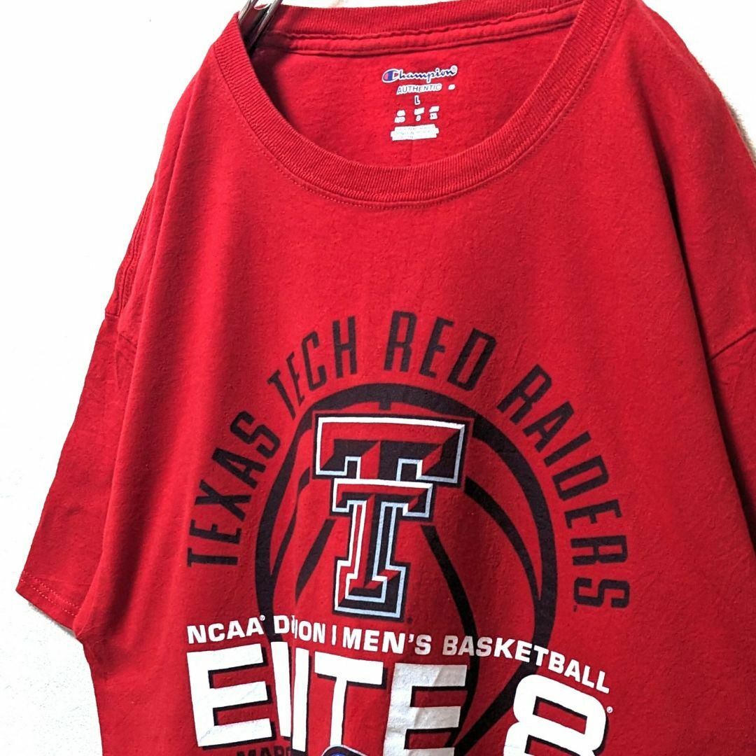 Champion(チャンピオン)のチャンピオン テキサステックレッドレイダース ロゴ Tシャツ レッド赤L古着 メンズのトップス(Tシャツ/カットソー(半袖/袖なし))の商品写真
