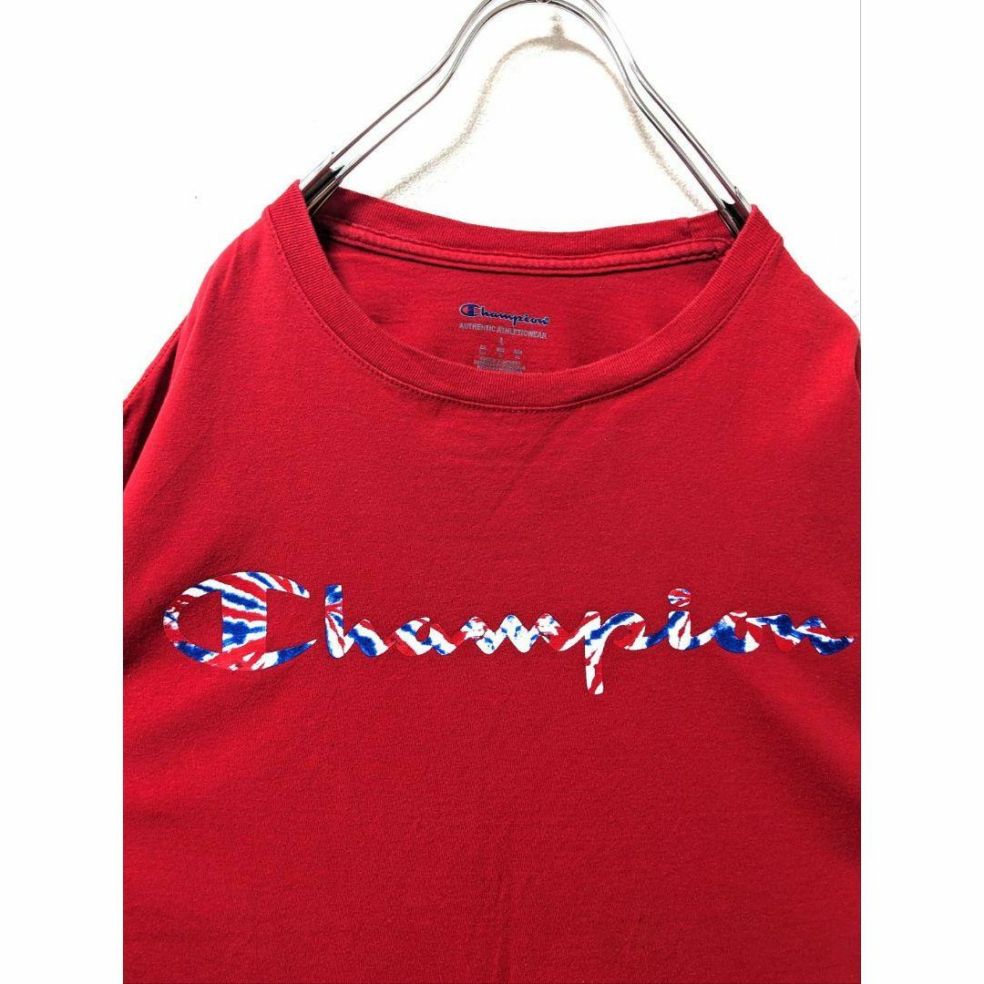 Champion(チャンピオン)のチャンピオン デカロゴTシャツ レッド 赤 L 古着 メンズのトップス(Tシャツ/カットソー(半袖/袖なし))の商品写真