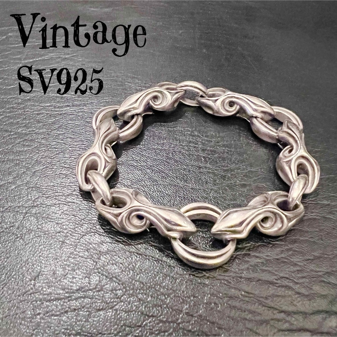 ★Vintage ヴィンテージ silver925刻印有 シルバーブレスレット メンズのアクセサリー(ブレスレット)の商品写真