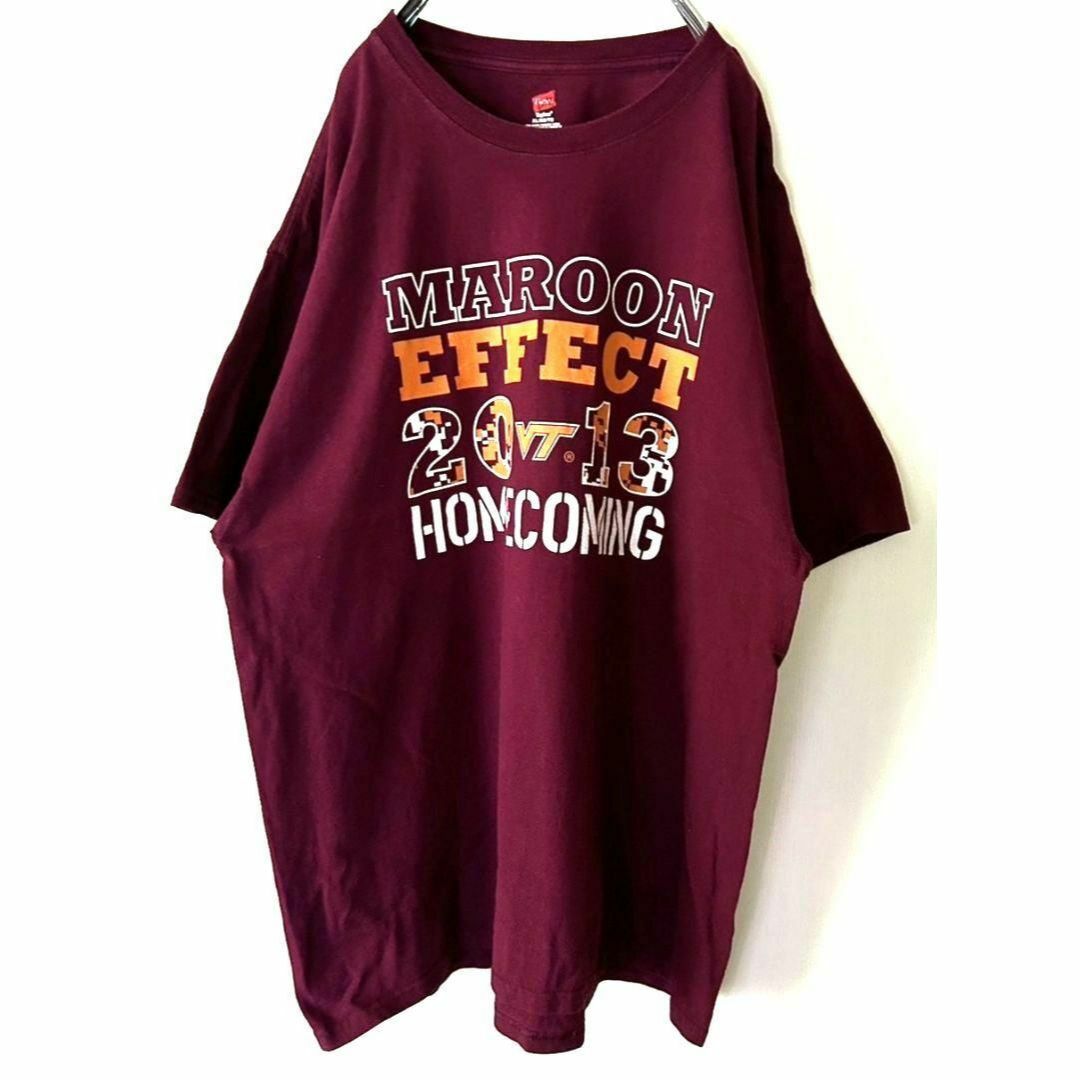 Hanes(ヘインズ)のヘインズ MAROON EFFECT Tシャツ XL えんじ レッド赤 古着 メンズのトップス(Tシャツ/カットソー(半袖/袖なし))の商品写真