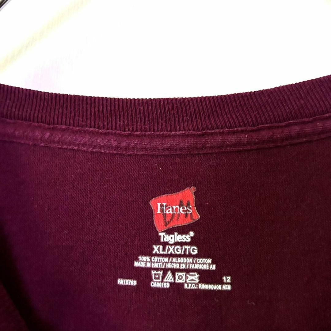 Hanes(ヘインズ)のヘインズ MAROON EFFECT Tシャツ XL えんじ レッド赤 古着 メンズのトップス(Tシャツ/カットソー(半袖/袖なし))の商品写真