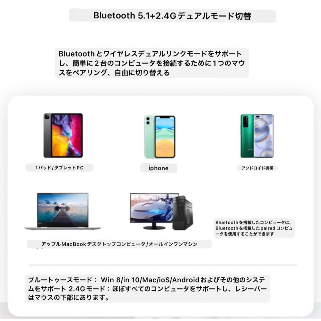 ★セール★ワイヤレスマウス USB充電 Bluetooth 静音 軽量 ブラック スマホ/家電/カメラのPC/タブレット(PC周辺機器)の商品写真