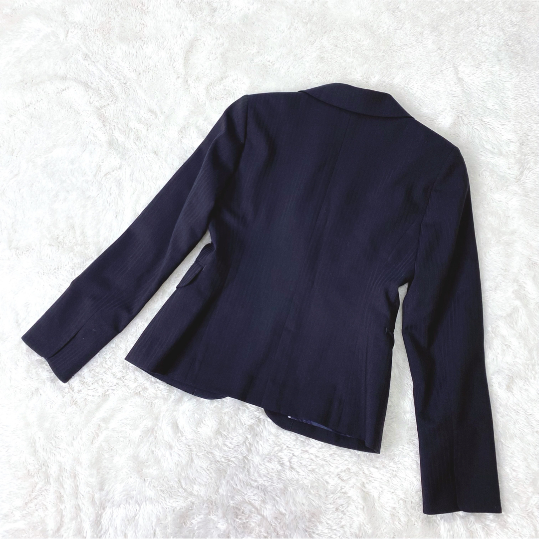 AOKI(アオキ)のレミュー アオキ スカート スーツ セットアップ ストライプ 濃紺 きれいめ レディースのフォーマル/ドレス(スーツ)の商品写真