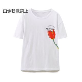 🥗5月新作🍒14335◆フラワー 花 ロゴ 半袖 Tシャツ(Tシャツ(半袖/袖なし))