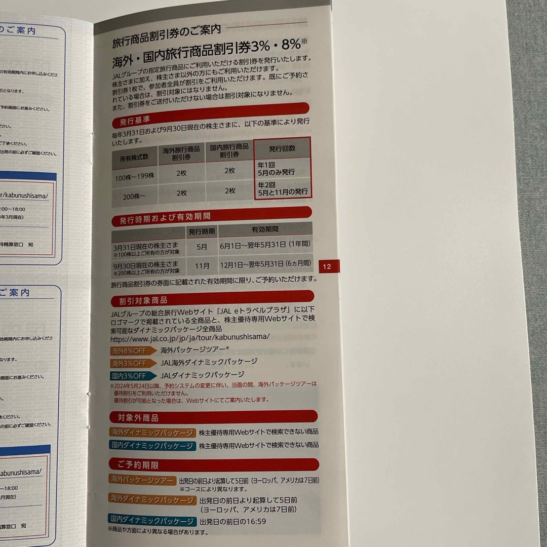 JAL(日本航空)(ジャル(ニホンコウクウ))のJAL（日本航空）株主割引券 チケットの乗車券/交通券(航空券)の商品写真