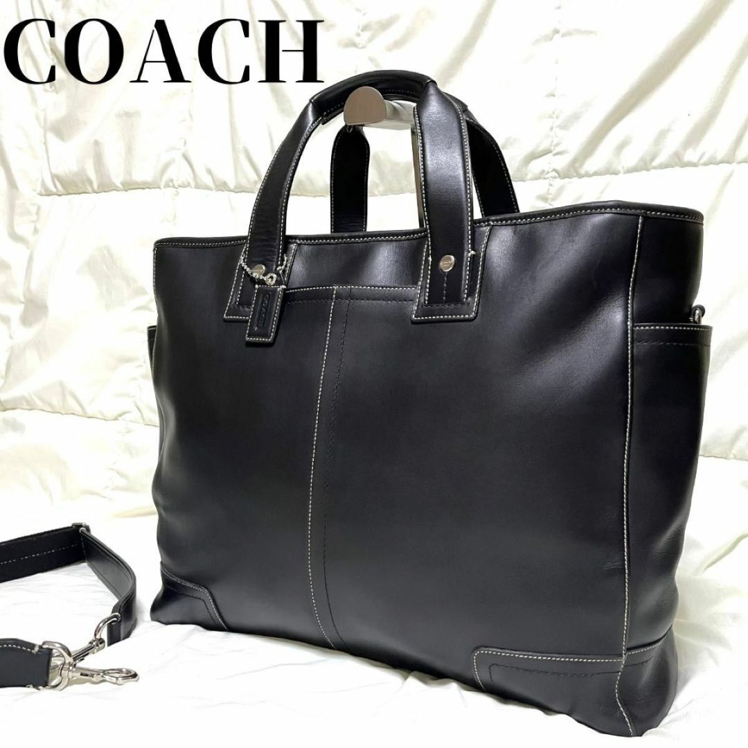 COACH(コーチ)の【美品】コーチ　ビジネスバッグ　2way ショルダー　トート　黒　レザー　A4 メンズのバッグ(ビジネスバッグ)の商品写真