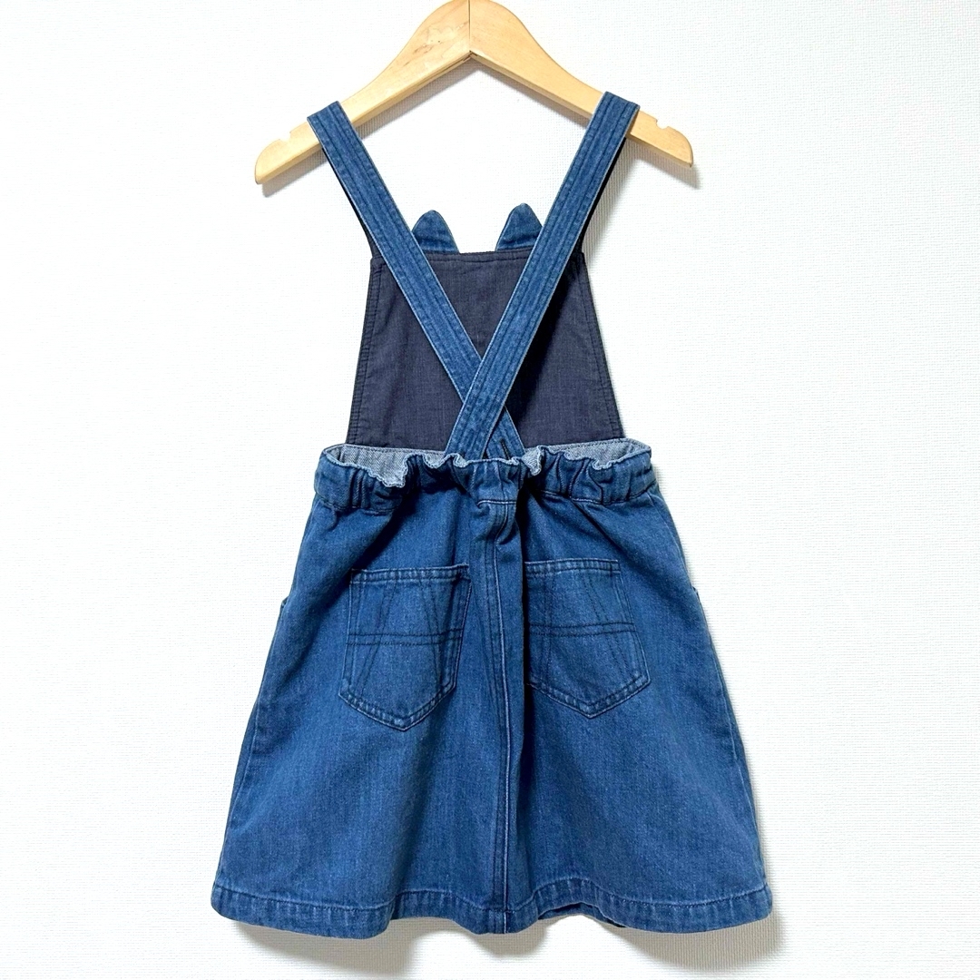 ANNA SUI mini(アナスイミニ)のアナスイミニ 120 猫デニムジャンパースカート ビジュー フリル ブルー キッズ/ベビー/マタニティのキッズ服女の子用(90cm~)(スカート)の商品写真