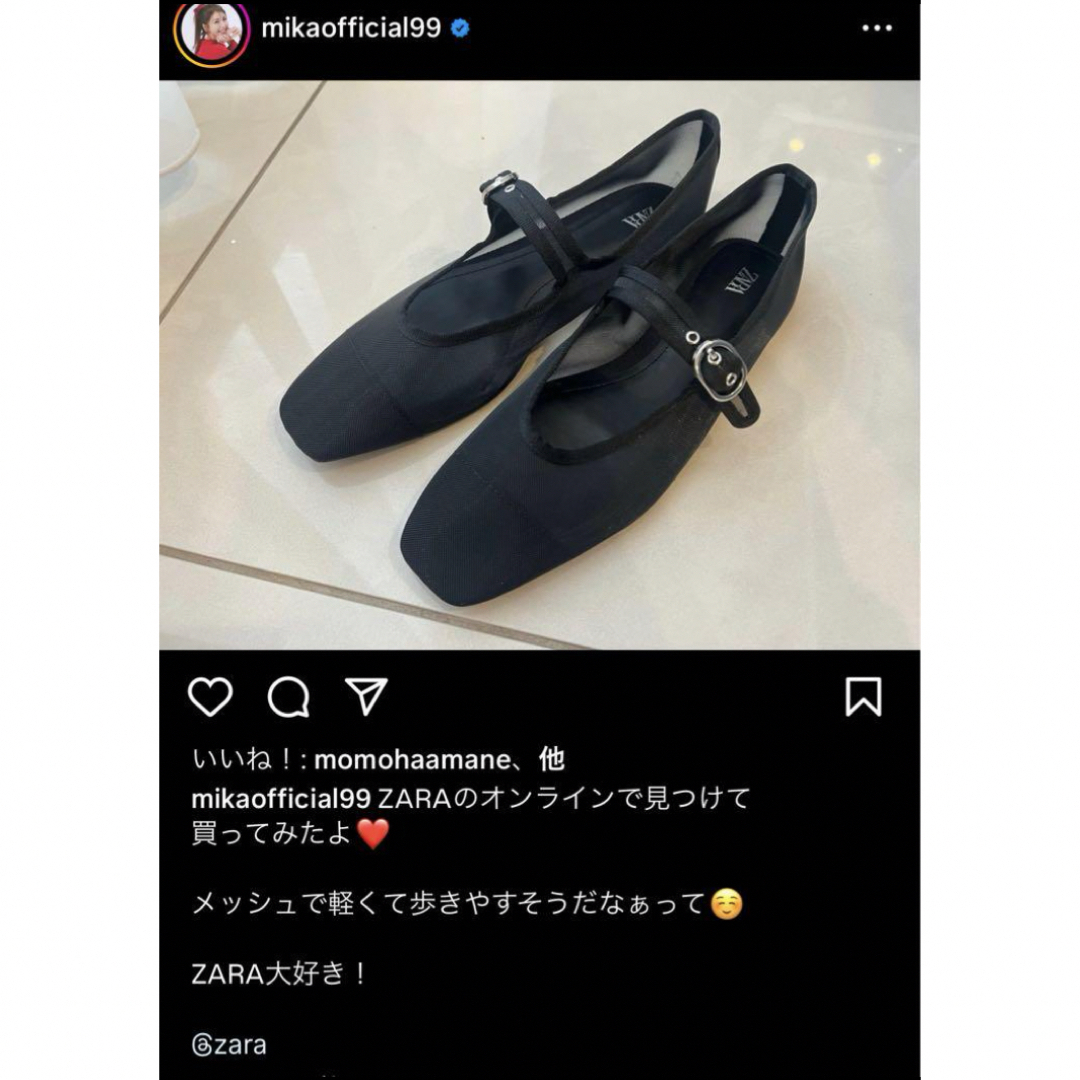 ZARA(ザラ)の【完売品】ZARAメッシュメリージェーンシューズ⭐︎ブラック37 レディースの靴/シューズ(バレエシューズ)の商品写真