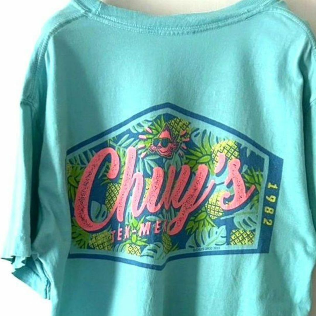 コンフォートカラーズ Chuy’s パイナップル Tシャツライトブルー水色古着 メンズのトップス(Tシャツ/カットソー(半袖/袖なし))の商品写真