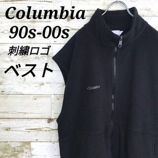 コロンビア(Columbia)の【k6312】USA古着90sコロンビア刺繍ロゴテックフリースベストジャケット(ベスト)