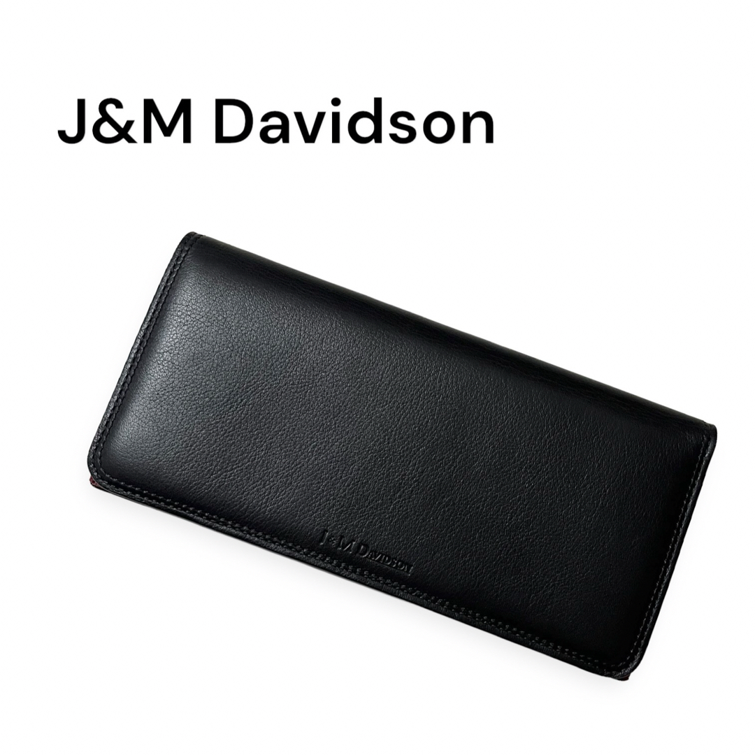 J&M DAVIDSON(ジェイアンドエムデヴィッドソン)のジェイアンドエムデヴィッドソン 二つ折り 長財布 財布 レザー ブラック レッド レディースのファッション小物(財布)の商品写真
