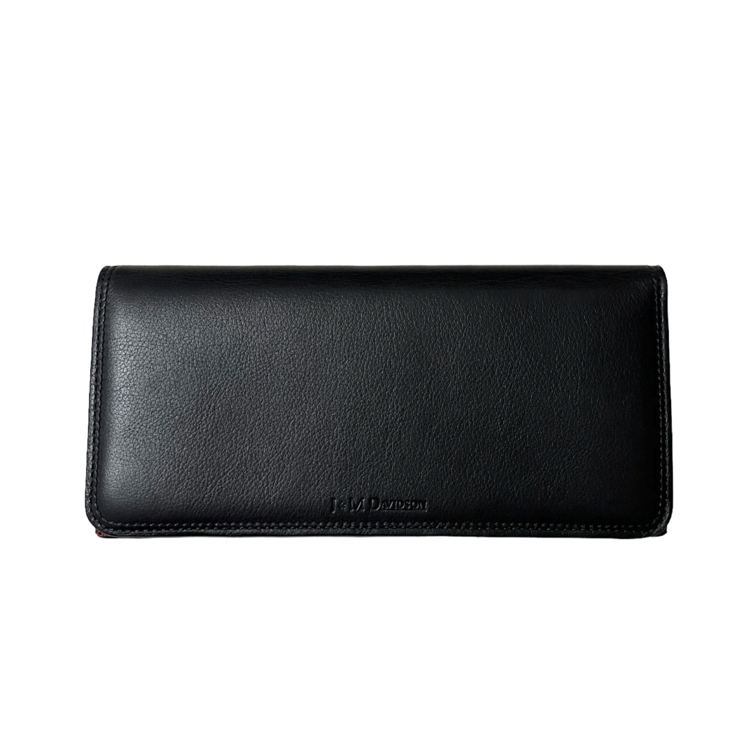 J&M DAVIDSON(ジェイアンドエムデヴィッドソン)のジェイアンドエムデヴィッドソン 二つ折り 長財布 財布 レザー ブラック レッド レディースのファッション小物(財布)の商品写真