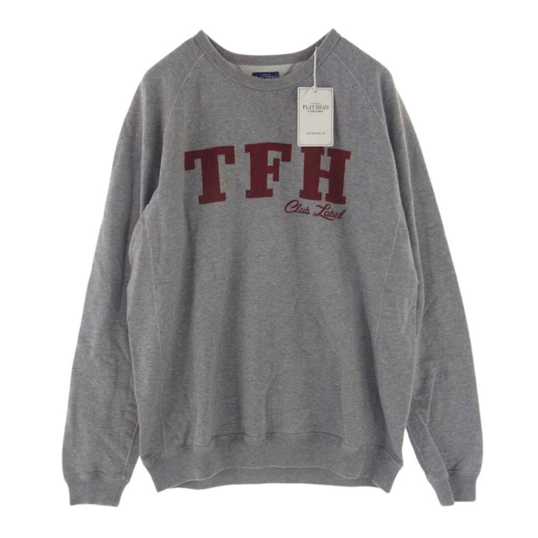 THE FLAT HEAD(フラットヘッド)のTHE FLAT HEAD ザフラットヘッド スウェット SWEAT TFH 染み込みプリント クルーネック 両V スウェット トレーナー グレー系 XL【中古】 メンズのトップス(スウェット)の商品写真