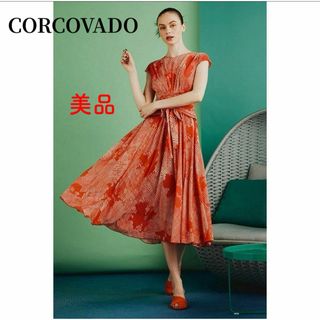 【美品】 CORCOVADO コルコバード 総柄 プリント ロングワンピース M(ロングワンピース/マキシワンピース)