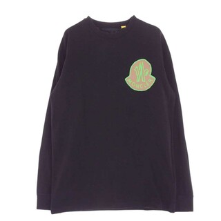 モンクレール(MONCLER)のMONCLER モンクレール Ｔシャツ G20928D00007 国内正規品 MAGLIA T-SHIRT ペイント ロゴ ロングスリーブ 長袖 プリント Tシャツ ブラック系 XS【中古】(シャツ)