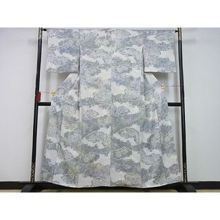 平和屋-こころ店■上質な小紋　絞り　雲取り花文　正絹　逸品　AAAE0935Atn(着物)