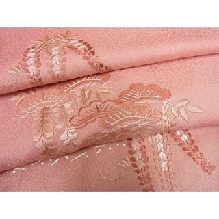 平和屋-こころ店■訪問着　刺繍　藤花房　金彩　正絹　逸品　AAAE0933Atn(着物)