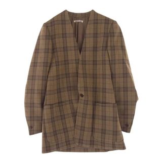 オーラリー(AURALEE)のAURALEE オーラリー ジャケット 19AW A9AJ05SC WOOL SERGE CHECK NO COLLAR JACKET ウール サージ チェック ノーカラー ジャケット ブラウン系 size0【美品】【中古】(その他)