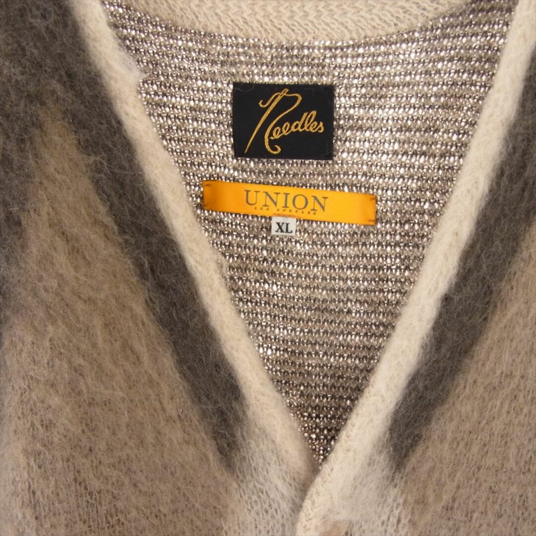 Needles(ニードルス)のNeedles ニードルス カーディガン 20AW HM380 UNION ユニオン Mohair Cardigan アーガイル モヘア カーディガン  ブラウン系 グレー系 オフホワイト系 XL【中古】 メンズのトップス(カーディガン)の商品写真