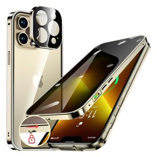 iPhone13 Pro 用ケース　覗き見防止・自動ポップアップボタン　ゴールド(iPhoneケース)