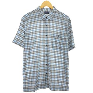 パタゴニア(patagonia)の古着 パタゴニア Patagonia ORGANIC COTTON オーガニックコットン 52921SP15 楊柳クレープ 半袖 コットン チェックシャツ メンズL /eaa448698(シャツ)