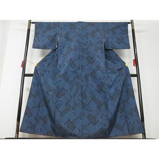 平和屋-こころ店■本場大島紬　幾何学文様　正絹　逸品　AAAD5352Aja(着物)