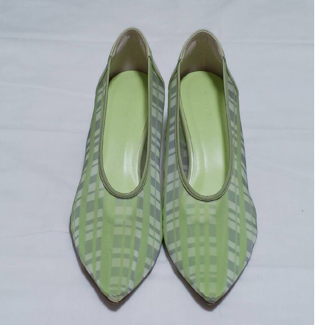 ESPERANZA(エスペランサ)のESPERANZA  グリーン シアー素材 パンプス レディースの靴/シューズ(ハイヒール/パンプス)の商品写真