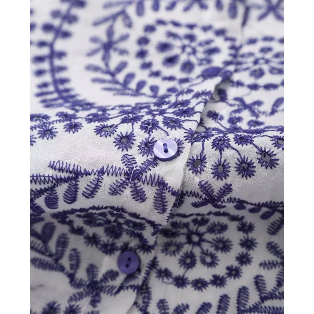 🥗5月新作🍒14342◆エンブロイダリー 刺繍 シャツ ブラウス レディースのトップス(シャツ/ブラウス(長袖/七分))の商品写真
