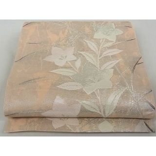 平和屋-こころ店■夏物　六通柄袋帯　草花文　銀糸　正絹　逸品　AAAE5276Awj(帯)