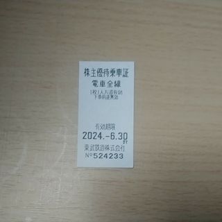 2024/6/30期限東武鉄道株主優待乗車券1枚(鉄道乗車券)