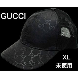 人気モデル【未使用】GUCCI GG柄 ロゴ キャップ ブラック XL 帽子