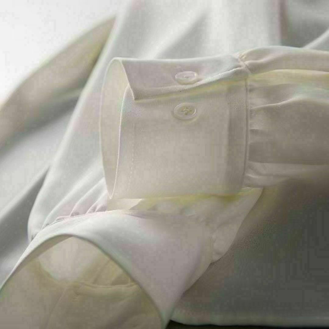 【新品・未使用】シフォンブラウス Lサイズリボン 長袖 ホワイト レディースのトップス(シャツ/ブラウス(長袖/七分))の商品写真