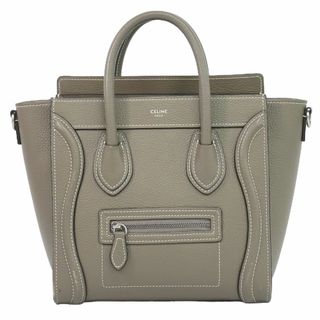 セリーヌ(celine)の本物 セリーヌ CELINE ラゲージ ナノショッパー ハンドバッグ レザー ベージュ Luggage Nano Shopper バッグ 中古(ハンドバッグ)