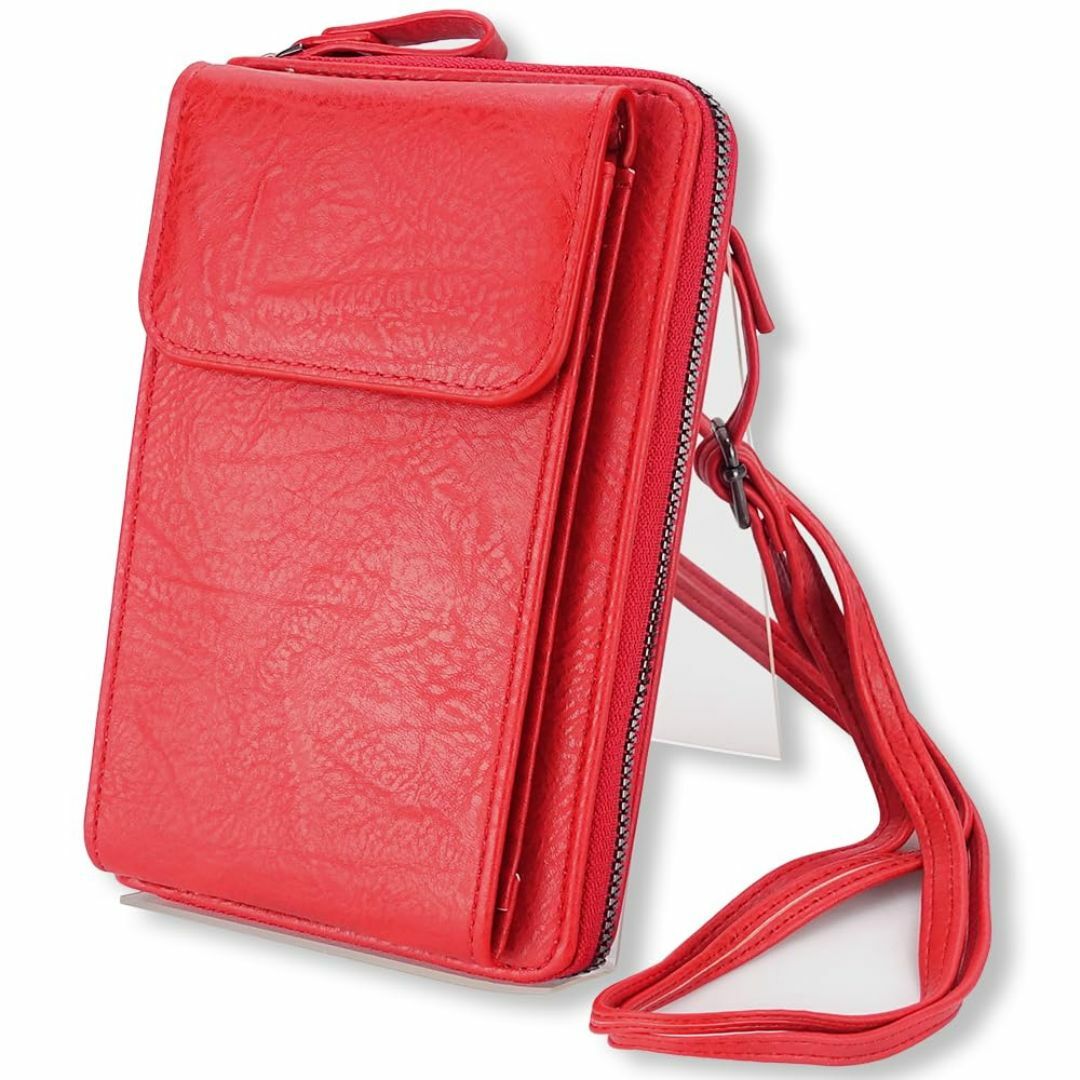 【色: レッド】[エステーラ] 【ちょっとの外出に】 レザーポシェット スマホポ レディースのバッグ(その他)の商品写真