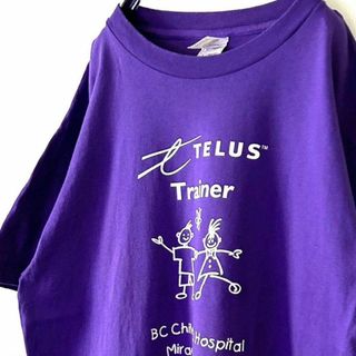 フルーツオブザルーム(FRUIT OF THE LOOM)のTELUS Trainer ホスピタル Tシャツ L パープル 紫 古着(Tシャツ/カットソー(半袖/袖なし))