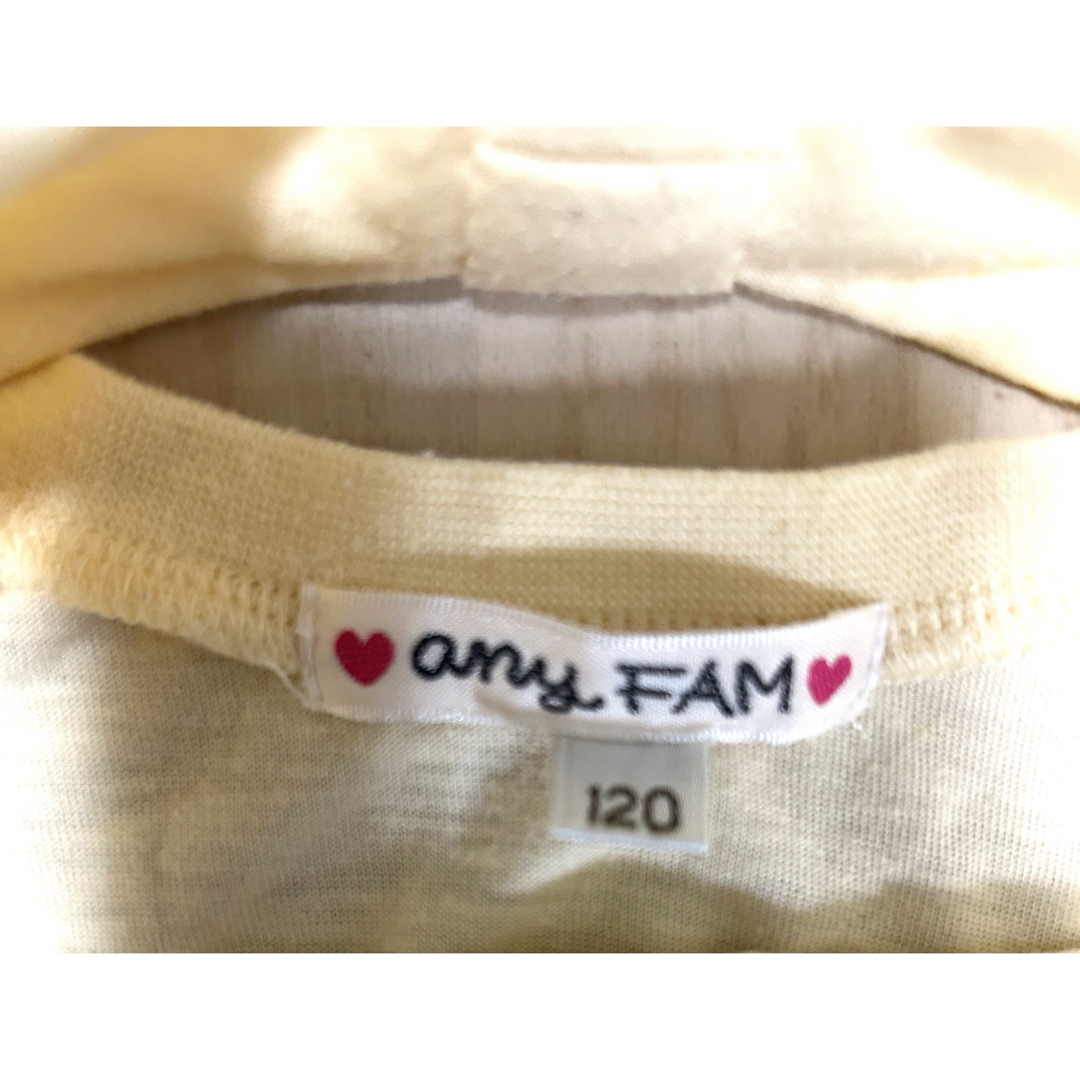 anyFAM(エニィファム)のエニィファム 半袖Tシャツ120㎝　黄色 キッズ/ベビー/マタニティのキッズ服女の子用(90cm~)(Tシャツ/カットソー)の商品写真