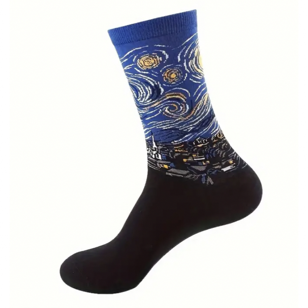 ゴッホ　星月夜　絵画モチーフ アート ソックス 靴下  レディース メンズ 名画 レディースのレッグウェア(ソックス)の商品写真