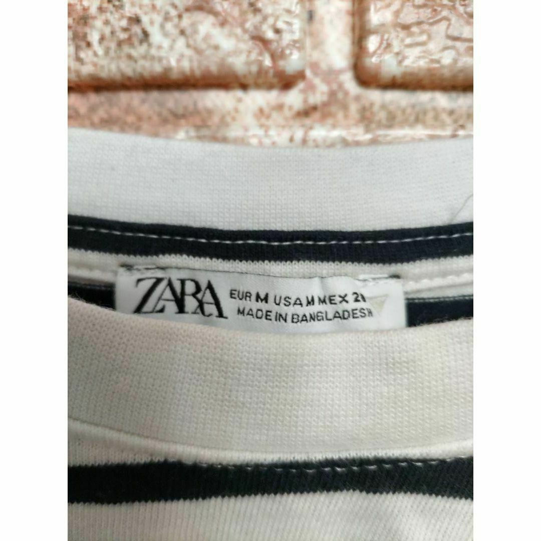 ZARA(ザラ)のZARA ザラ ボーダー柄 半袖Tシャツ 白×黒 US-M レディースのトップス(Tシャツ(半袖/袖なし))の商品写真