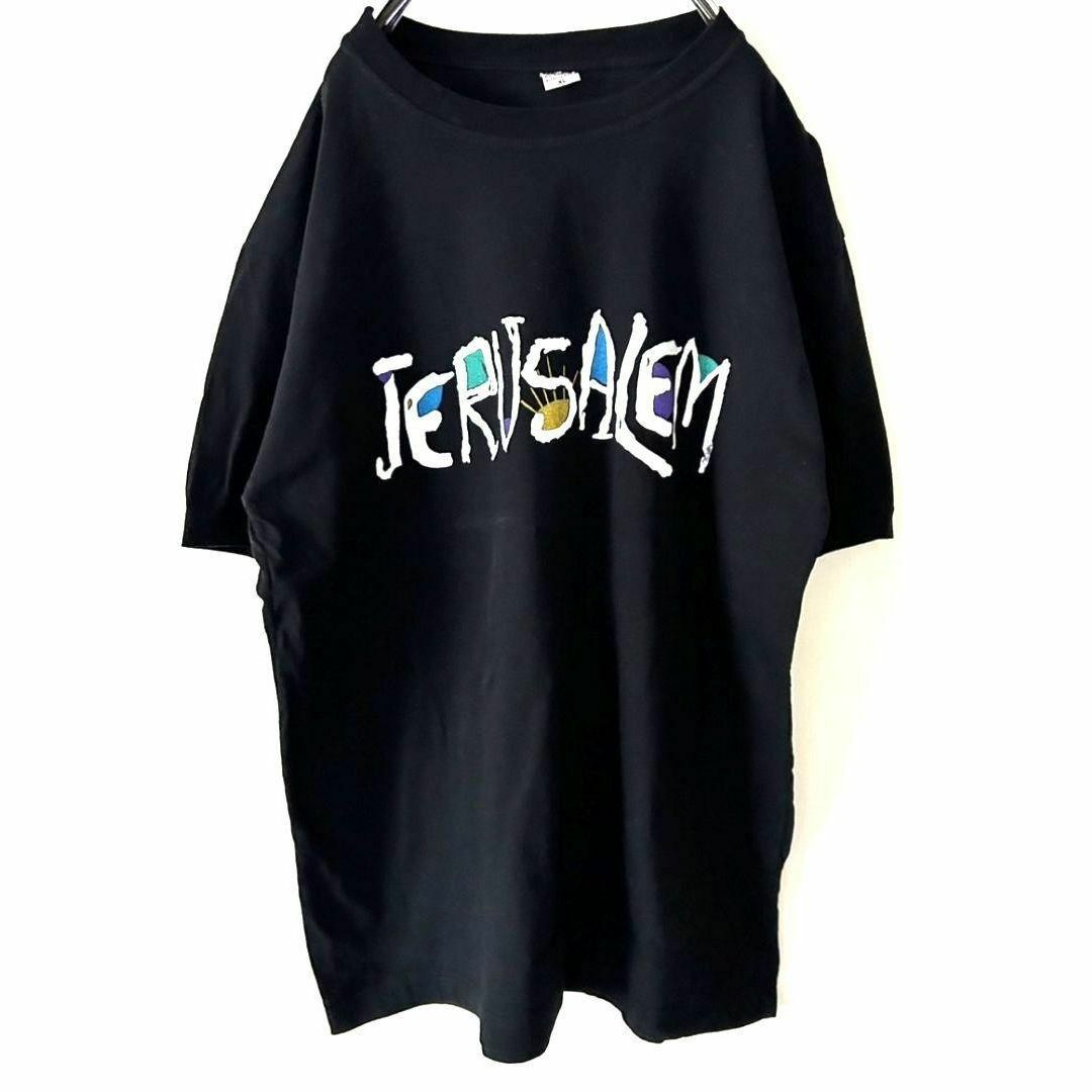 Studio JERUSALEM 太陽 Tシャツ XL ブラック 黒 古着 メンズのトップス(Tシャツ/カットソー(半袖/袖なし))の商品写真