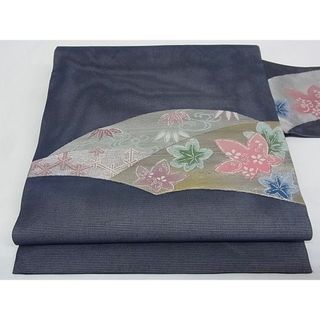 平和屋-こころ店■夏物　九寸名古屋帯　流水花文　引箔　正絹　逸品　AAAE5317Awj(帯)