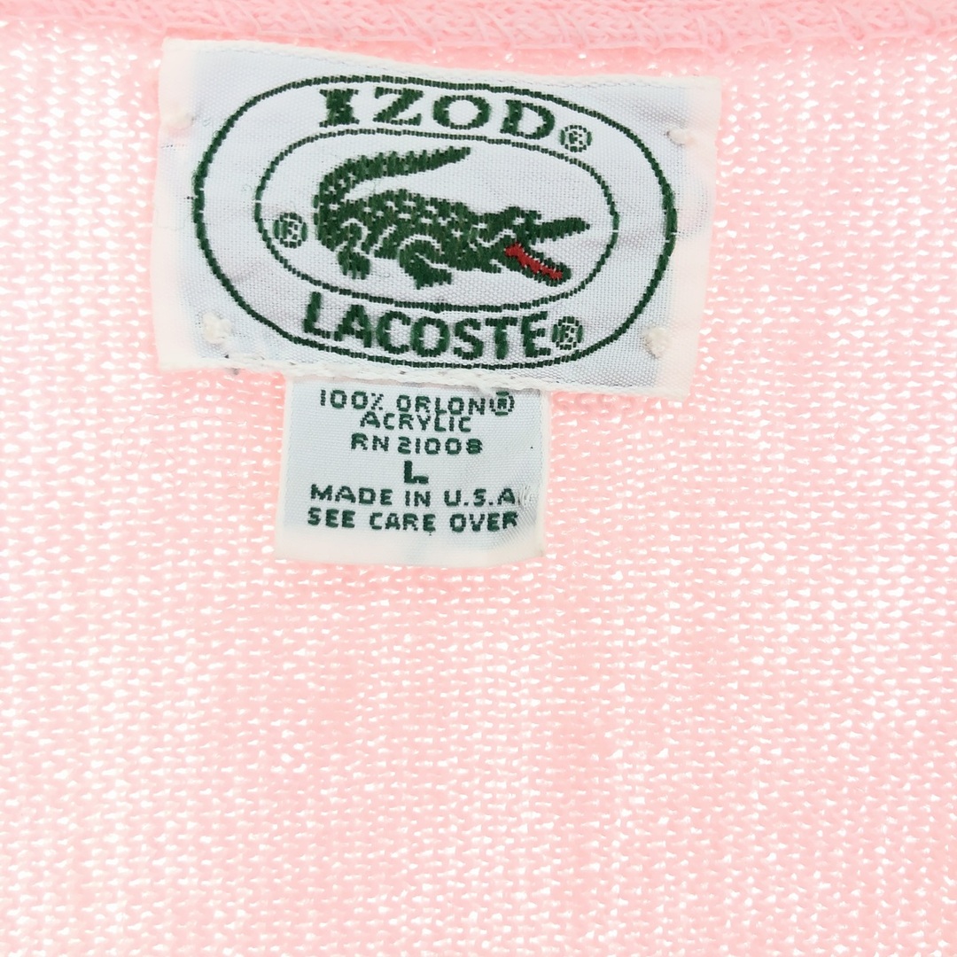 LACOSTE(ラコステ)の古着 80~90年代 ラコステ LACOSTE IZOD アクリルニットカーディガン USA製 メンズL ヴィンテージ /eaa443895 メンズのトップス(カーディガン)の商品写真