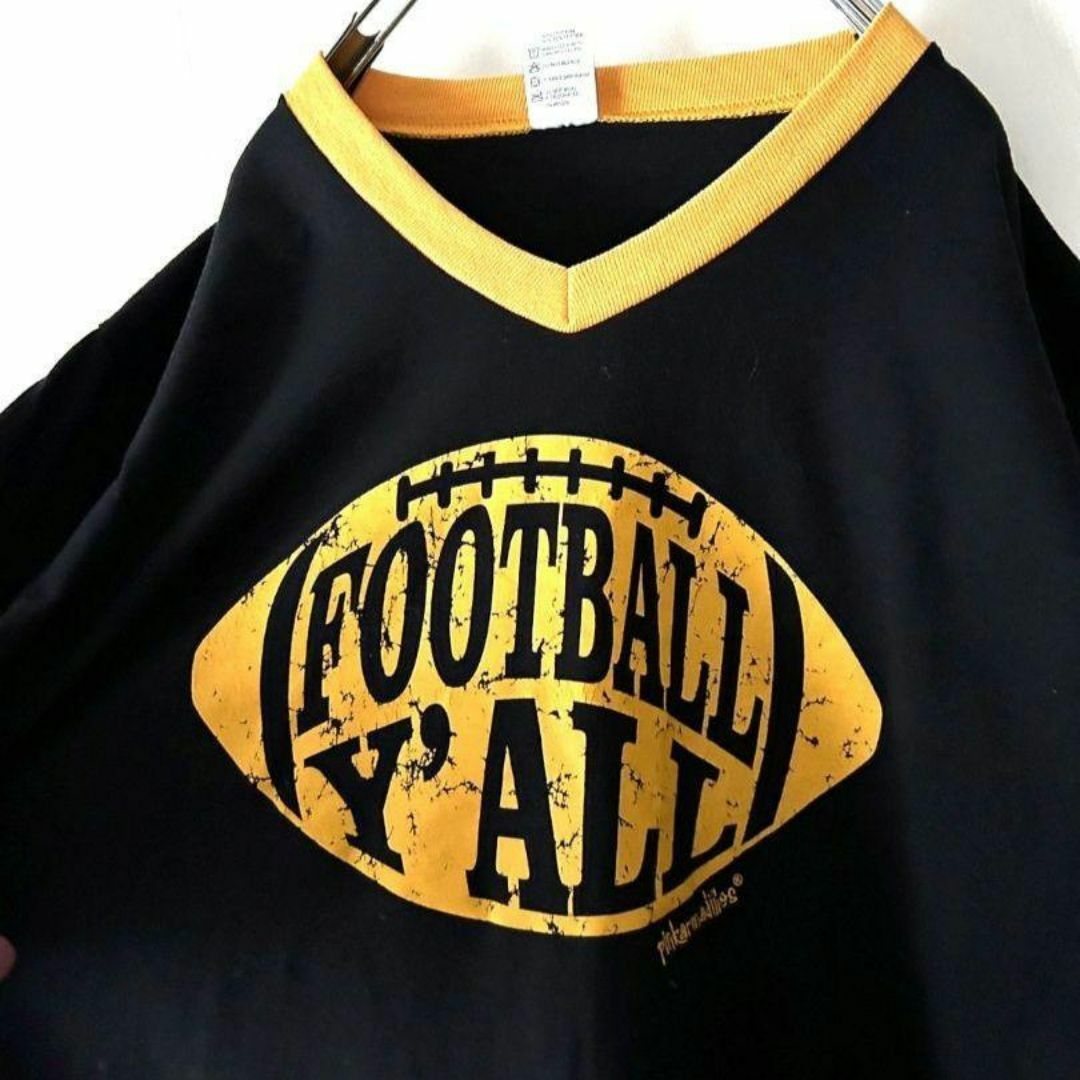 AUGUSTA(オーガスタ)のオーガスタ フットボール Y’ALL Tシャツ L ブラック 黒 古着 メンズのトップス(Tシャツ/カットソー(半袖/袖なし))の商品写真